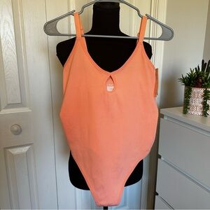 Colsie XL Ribbed Peach Keyhole One-piece Bodysuit NWT